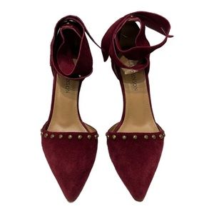 Ulla Johnson Sienna Heel Studded Wrap D’oresey in Bordeaux / Oxblood. Sz 36